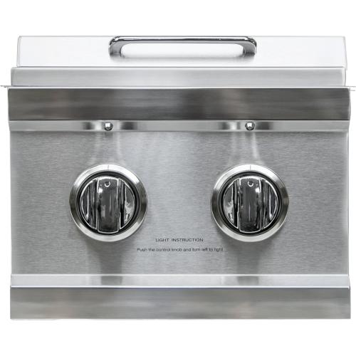 Sole Gourmet Built In Propane Gas Double Side Burner with White LED Lights and Hinged Lid