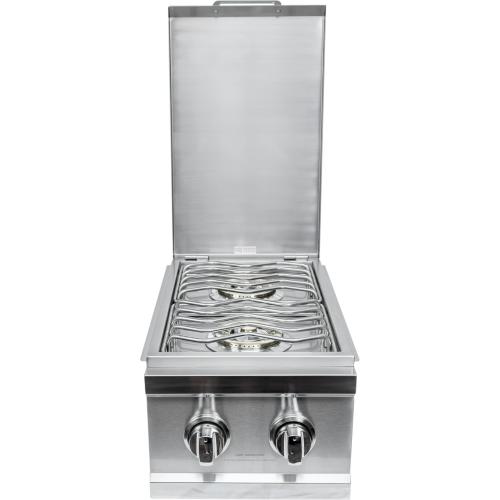 Sole Gourmet Built In Propane Gas Double Side Burner with White LED Lights and Hinged Lid