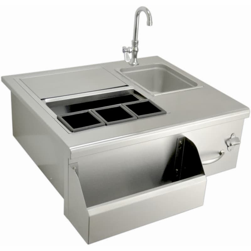 Sole Gourmet 30 Inch Stainless Steel Built In Bar Center with Ice Chest  and  Sink