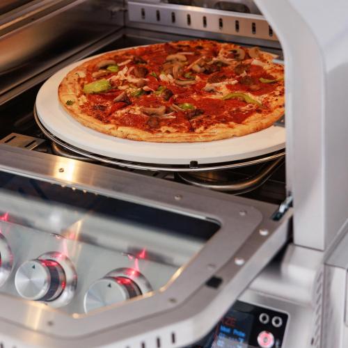 Blaze 26 Inch Built In Natural Gas Stainless Steel Outdoor Pizza Oven with Rotisserie