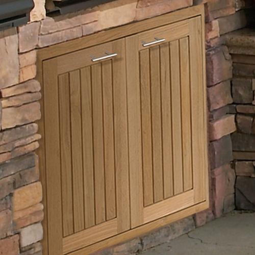 Pacific Teak Millworks Cottage Style 34 Inch Teak Wood Double Access Door