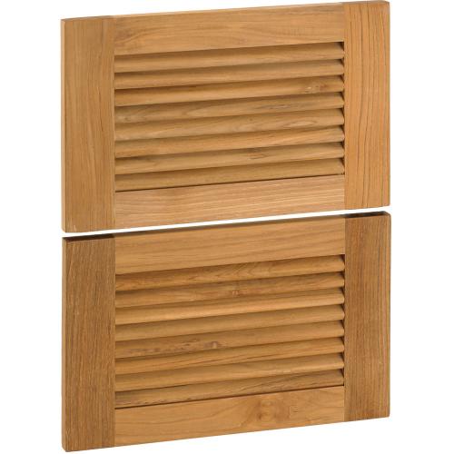 Pacific Teak Millworks Louvered Style 18 Inch Teak Wood Double Access Drawer