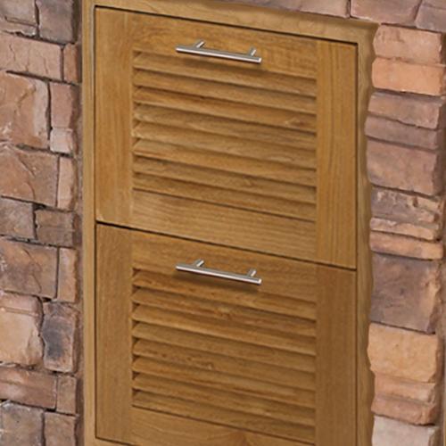 Pacific Teak Millworks Louvered Style 18 Inch Teak Wood Double Access Drawer