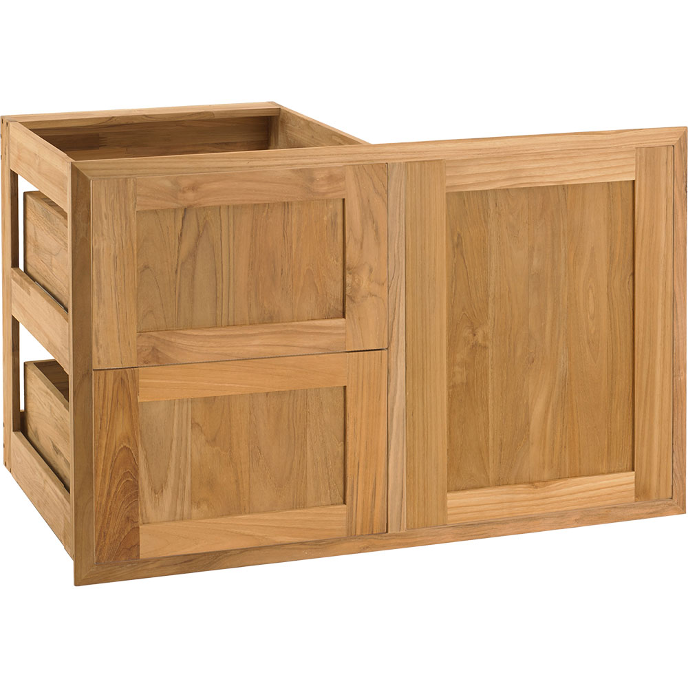 Pacific Teak Millworks Shaker Style 36 Inch Teak Wood Right Hinged Access Door  and  Double Drawer Combo