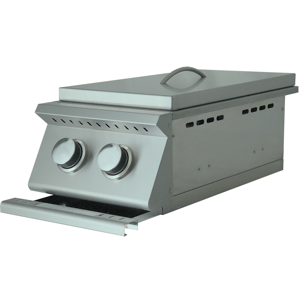 RCS Premier Series 24000 BTU Built In Propane Gas Double Side Burner with Stainless Steel Lid