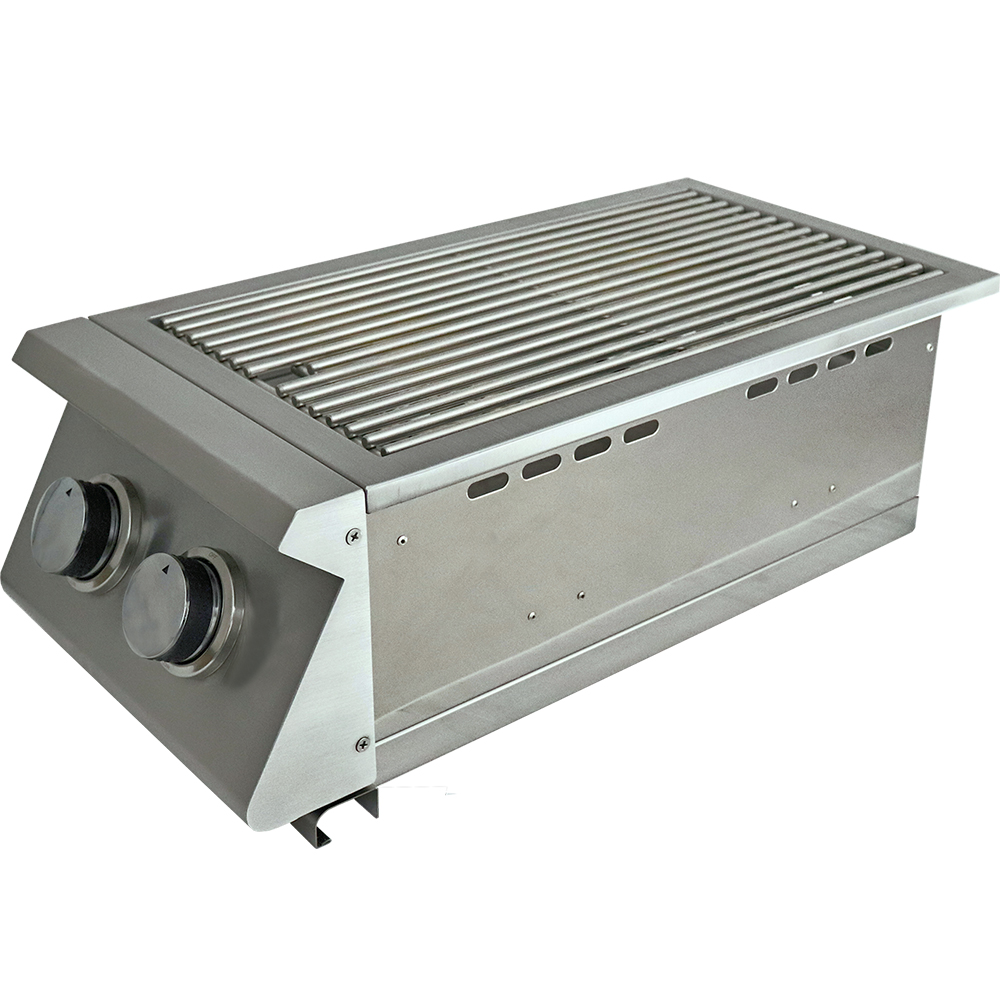 RCS Premier Series 24000 BTU Built In Propane Gas Double Side Burner with Stainless Steel Lid