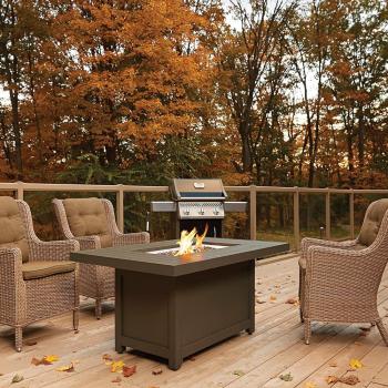Napoleon Hamptons 50 Inch 40 000 BTU Propane Gas Rectangular Patioflame Table HAMP1 GY Lifestyle350