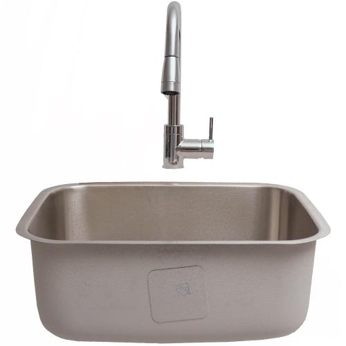 RCS 23 Inch x 18 Inch Outdoor Rated Stainless Steel Single Bowl Undermount Sink with Pull Down Hot and Cold Water Faucet