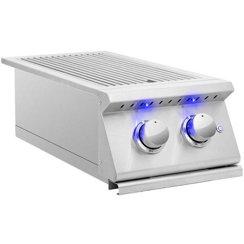 Summerset Grills Sizzler Pro 24000 BTU Built In Propane Gas Double Side Burner with LED Lighting  and  Stainless Steel Lid