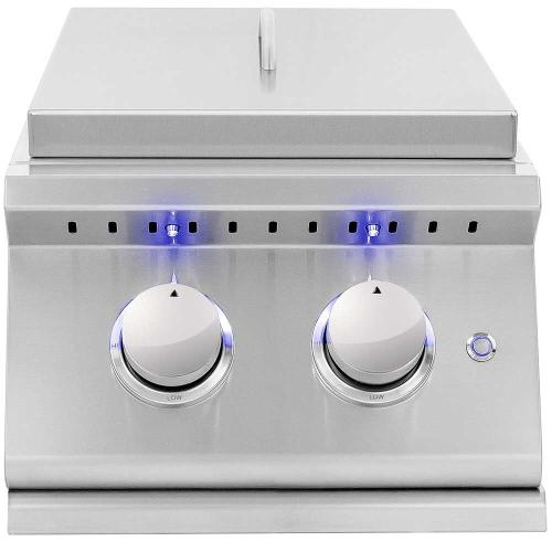 Summerset Grills Sizzler Pro 24000 BTU Built In Propane Gas Double Side Burner with LED Lighting  and  Stainless Steel Lid