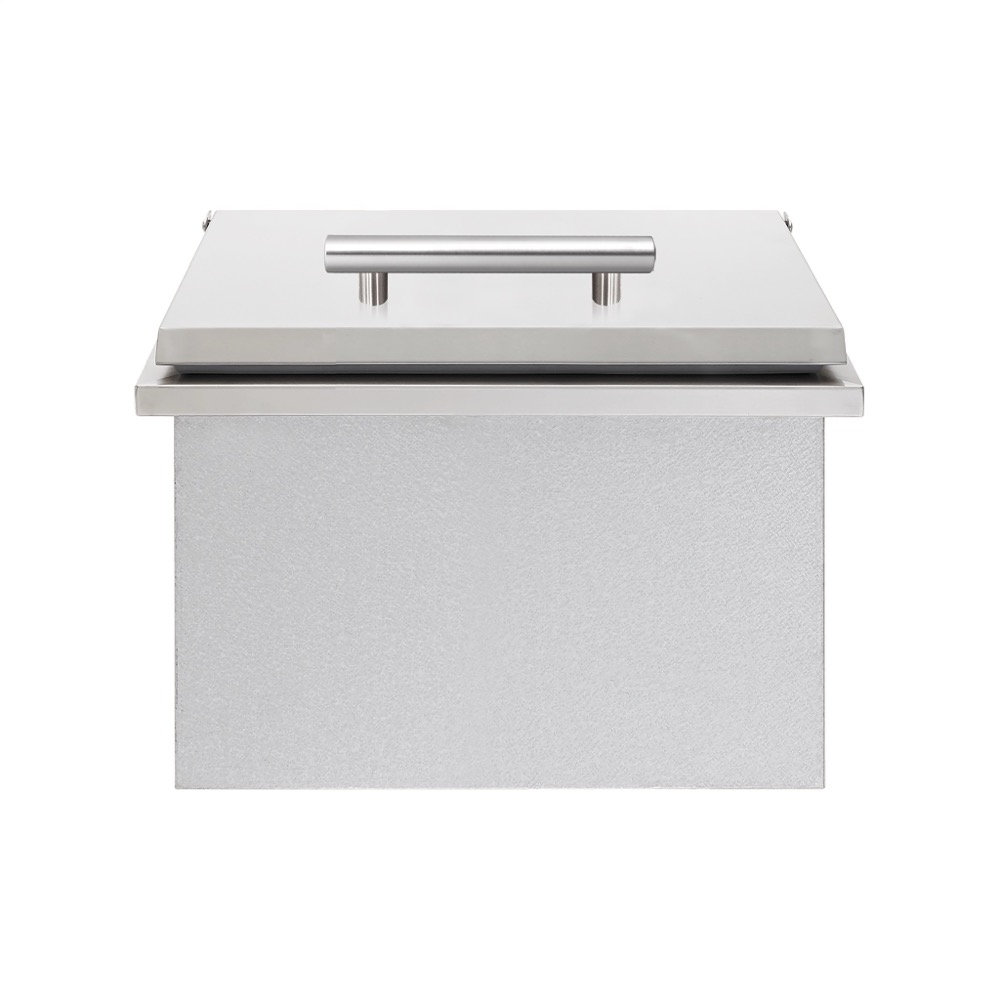 Summerset Grills 17 Inch Stainless Steel Drop In Ice Bin Cooler with Removable Lid   20 Lb
