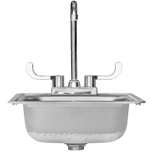 Summerset Grills 15 Inch x 15 Inch Outdoor Rated Stainless Steel Drop In Sink with Hot and Cold Water Faucet