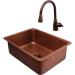 RCS 23 Inch x 18 Inch Outdoor Rated Copper Single Bowl Undermount Sink with Pull Down Hot and Cold Water Faucet