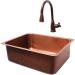 RCS 23 Inch x 18 Inch Outdoor Rated Copper Single Bowl Undermount Sink with Pull Down Hot and Cold Water Faucet