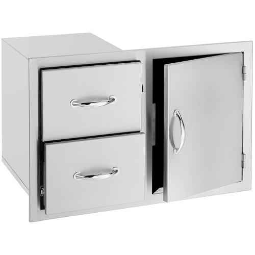 Summerset Grills 33 Inch Stainless Steel Right Hinged Access Door  and  Double Drawer Combo