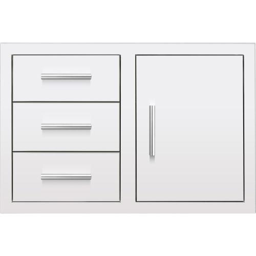 Summerset Grills 33 Inch Stainless Steel Right Hinged Access Door  and  Triple Drawer Combo