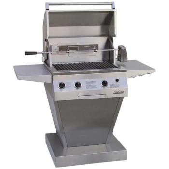Solaire 27 Inch Deluxe InfraVection Propane Grill With Rotisserie On Angular Pedestal Base SOL AGBQ 27GVIXL PED LP350