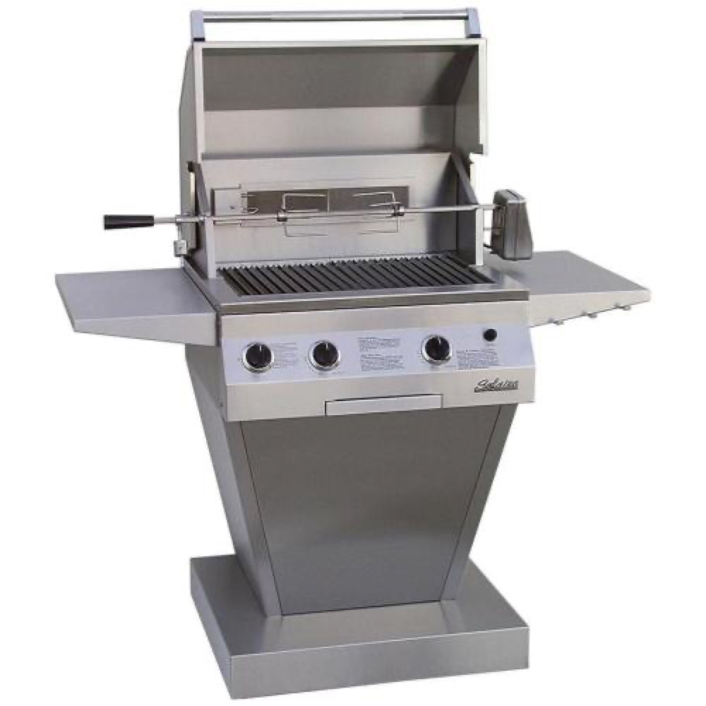 Solaire 27 Inch Deluxe All Convection Propane Grill With Rotisserie On Angular Pedestal Base