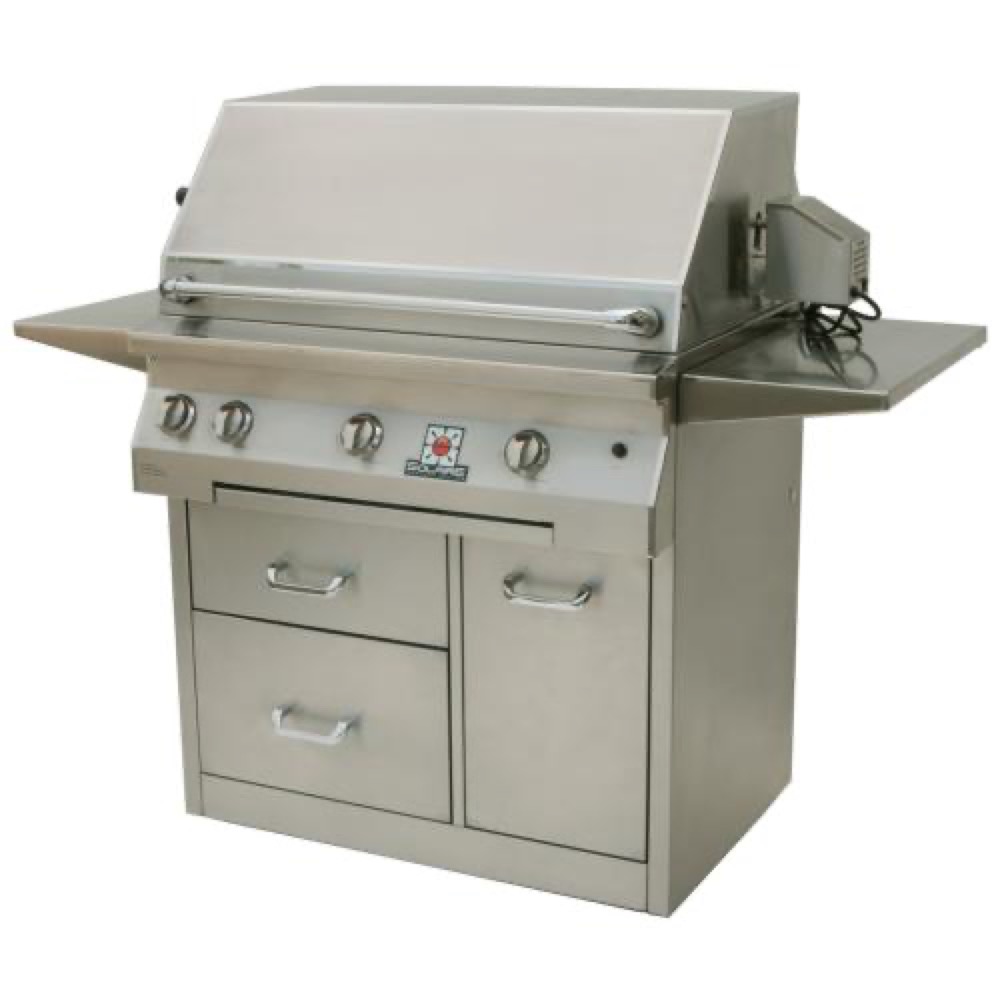 Solaire 36 Inch Freestanding InfraVection Natural Gas Grill with Rotisserie on Premium Cart