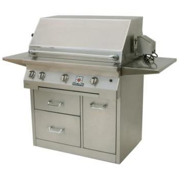 Solaire 36 Inch Freestanding Convection Natural Gas Grill with Rotisserie on Premium Cart SOL AGBQ 36CX NG350