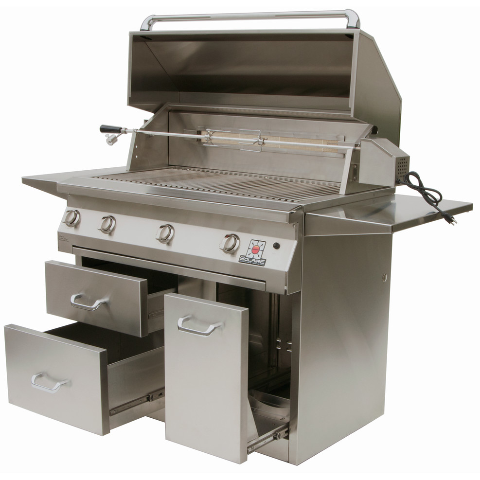 Solaire 42 Inch Freestanding All Convection Propane Gas Grill on Premium Cart