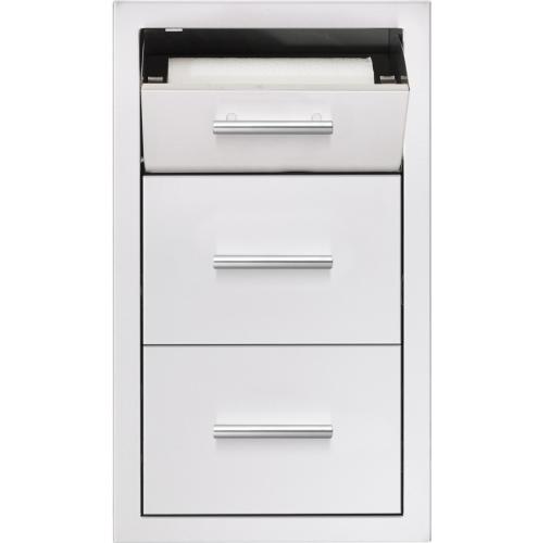 Summerset Grills 17 Inch Stainless Steel Flush Mount Double Access Drawer with Paper Towel Dispenser