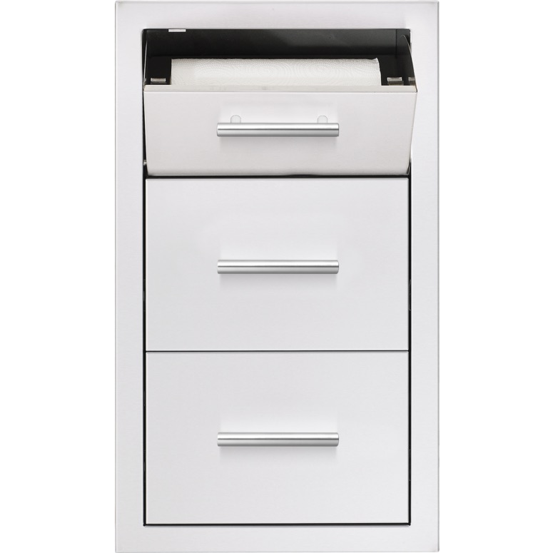 Summerset Grills 17 Inch Stainless Steel Flush Mount Double Access Drawer with Paper Towel Dispenser