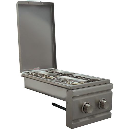 RCS Cutlass Pro Series 24000 BTU Built In Natural Gas Double Side Burner with Stainless Steel Lid