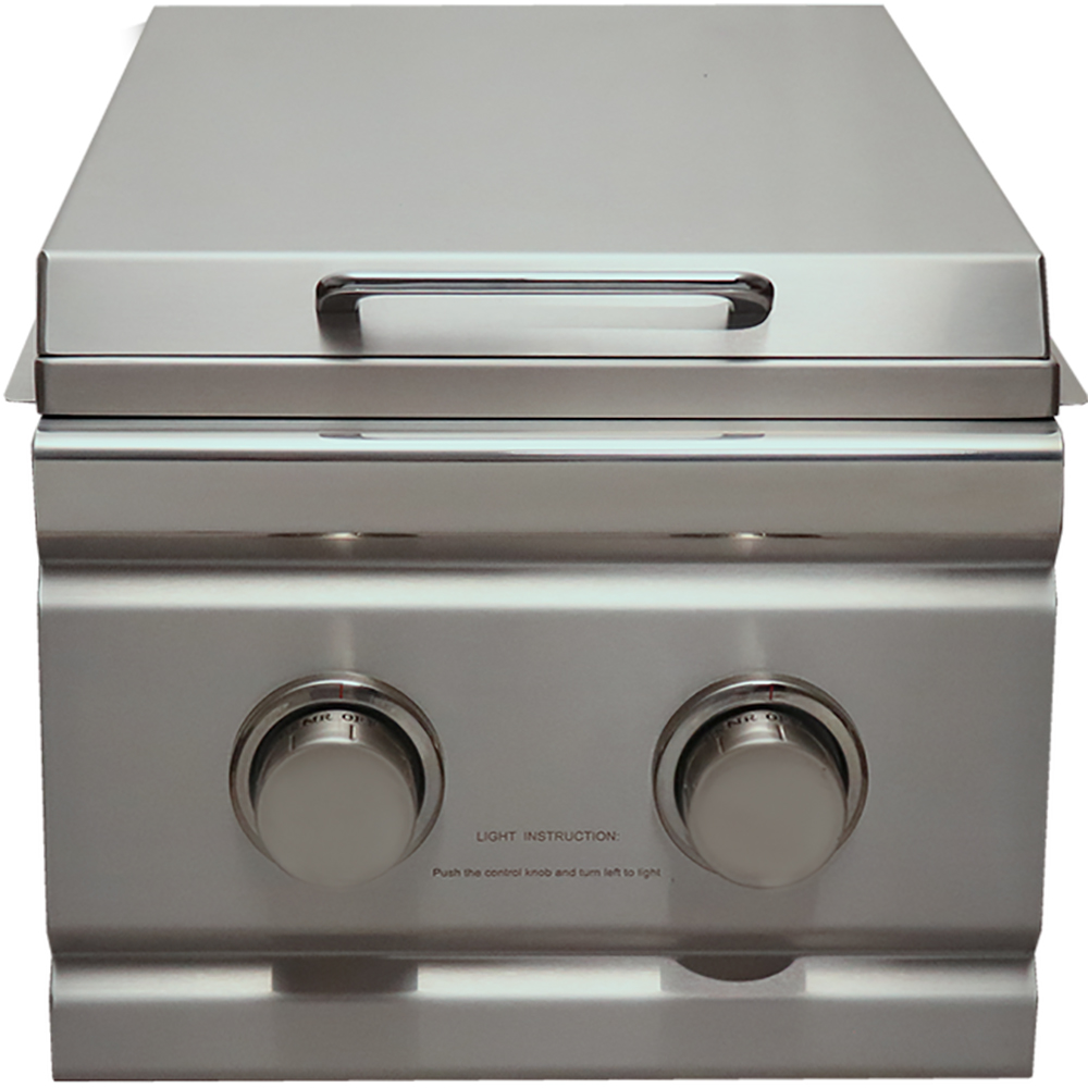 RCS Cutlass Pro Series 24000 BTU Built In Natural Gas Double Side Burner with Stainless Steel Lid