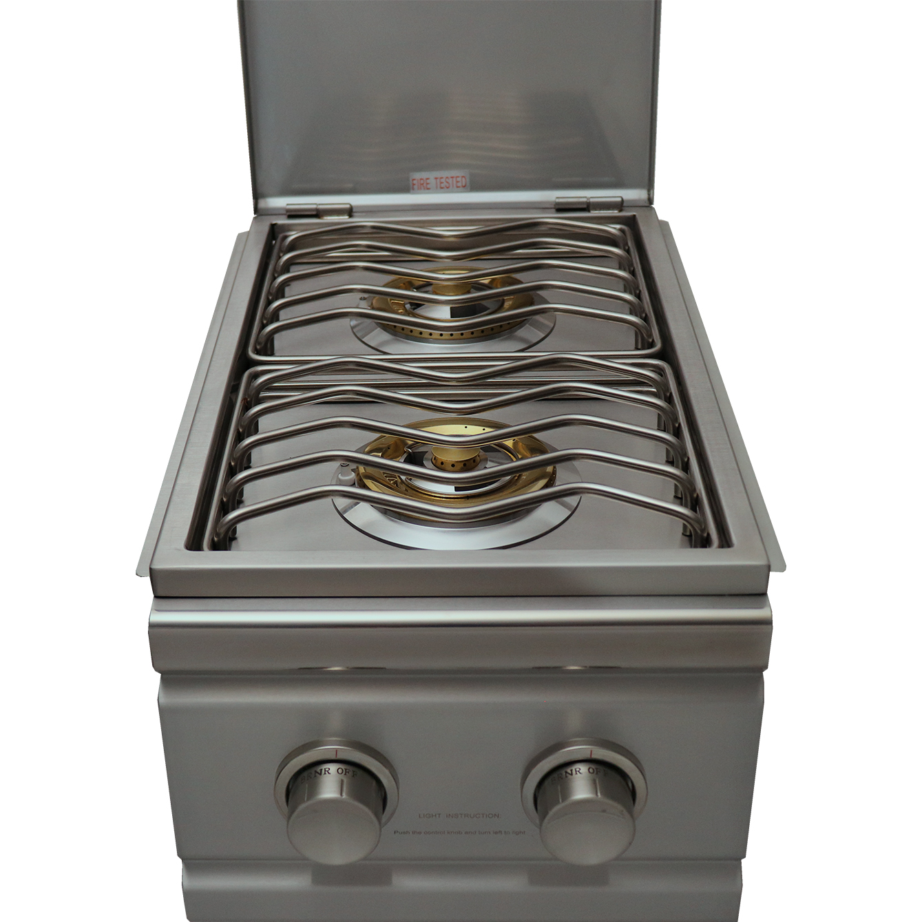 RCS Cutlass Pro Series 24000 BTU Built In Natural Gas Double Side Burner with Stainless Steel Lid