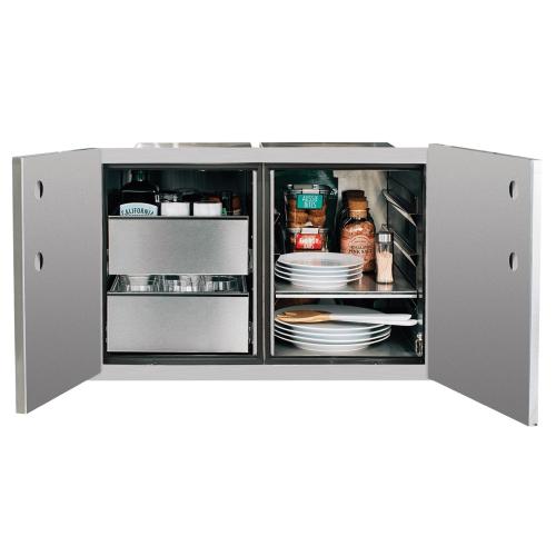 Summerset Grills 36 Inch Stainless Steel 2 Drawer Enclosed Water Resistant Dry Storage Pantry and Enclosed Cabinet Combo