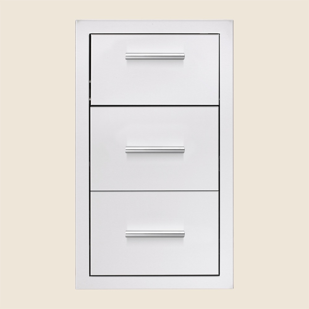 Summerset Grills 17 Inch Stainless Steel Masonry Mount Double Access Drawer with Paper Towel Dispenser
