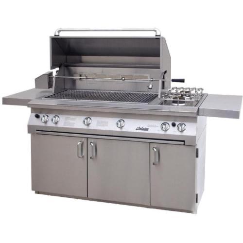 Solaire 56 Inch Freestanding InfraVection Propane Gas Grill with Rotisserie  and  Double Side Burner With Two Infrared Burners on Standard Cart