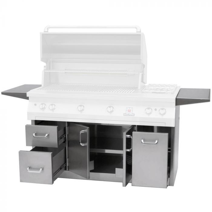 Solaire 56 Inch Freestanding InfraVection Propane Gas Grill with Dual Rotisserie With One Infrared Burner on Premium Cart with Two Doors and Drawers
