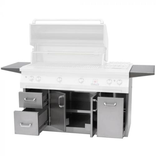Solaire 56 Inch Freestanding All Convection Propane Gas Grill with Dual Rotisserie on Premium Cart with Two Doors and Drawers