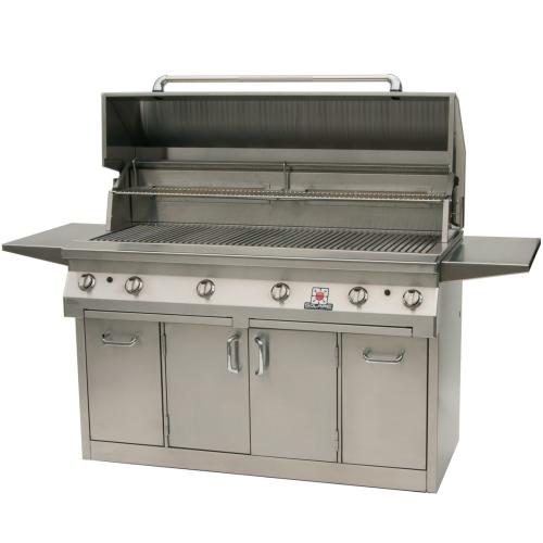 Solaire 56 Inch Freestanding All Infrared Propane Gas Grill with Dual Rotisserie on Premium Cart with Two Doors and Trash Storage