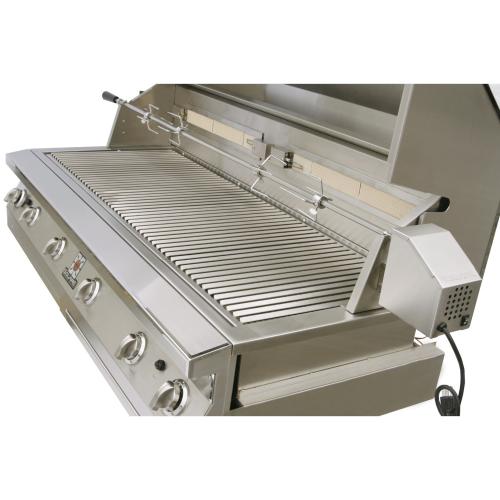 Solaire 56 Inch Freestanding All Infrared Natural Gas Grill with Dual Rotisserie on Premium Cart with Two Doors and Trash Storage