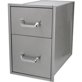Solaire 14 Inch Stainless Steel Extra Deep Double Access Drawer SOL 2D14D350