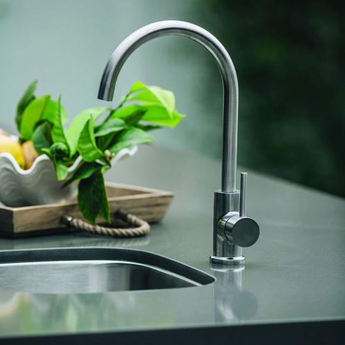 TrueFlame 19 Inch x 15 Inch Outdoor Rated Stainless Steel Single Bowl Undermount Sink with Gooseneck Hot and Cold Water