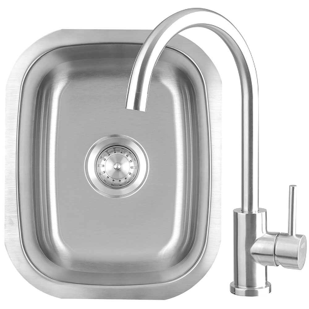 TrueFlame 19 Inch x 15 Inch Outdoor Rated Stainless Steel Single Bowl Undermount Sink with Gooseneck Hot and Cold Water