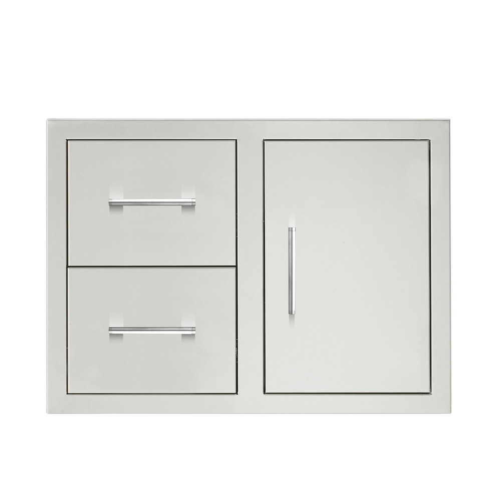 TrueFlame 30 Inch Stainless Steel Right Hinged Access Door  and  Double Drawer Combo
