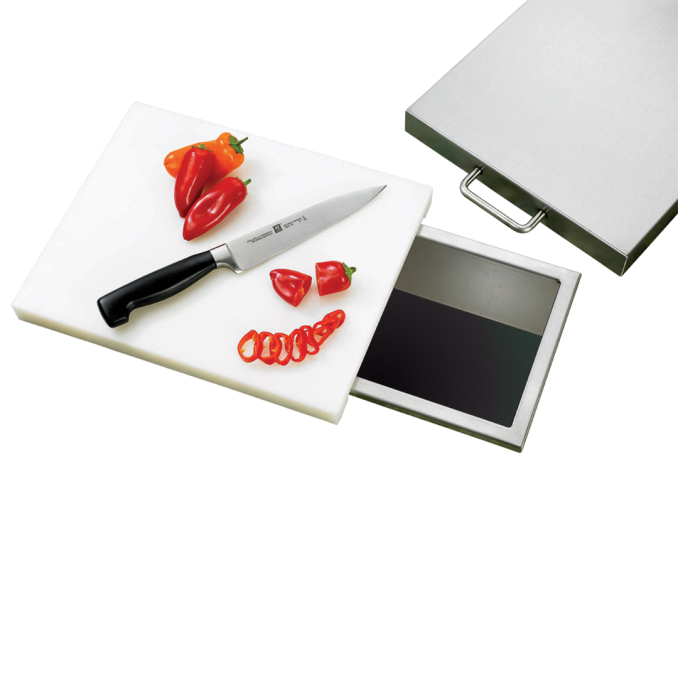 TrueFlame 14 Inch Stainless Steel Trash Chute with Cutting Board  and  Cover