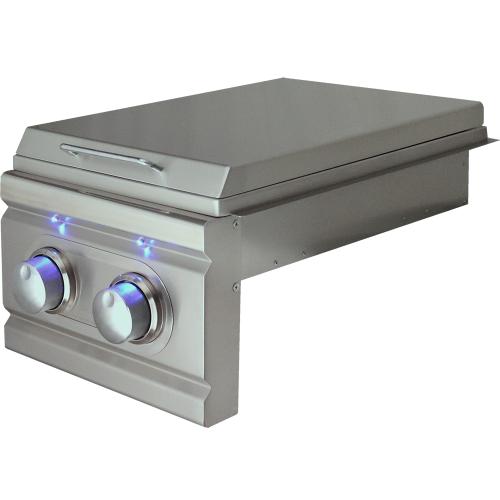 RCS Cutlass Pro Series 24000 BTU Built In Propane Gas Double Side Burner with LED Lighting  and  Stainless Steel Lid