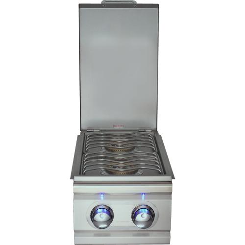 RCS Cutlass Pro Series 24000 BTU Built In Propane Gas Double Side Burner with LED Lighting  and  Stainless Steel Lid