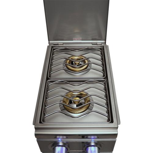 RCS Cutlass Pro Series 24000 BTU Built In Propane Gas Double Side Burner with LED Lighting  and  Stainless Steel Lid