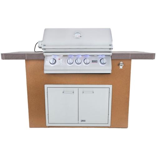 Lion Prominent Q 6 Foot BBQ Island With Lion L75000 32 Inch Natural Gas Grill
