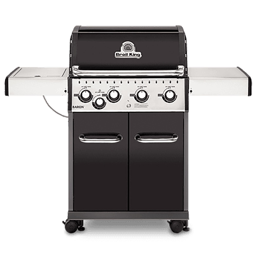 Broil King Baron 440 4 Burner Freestanding Propane Gas Grill with Side Burner