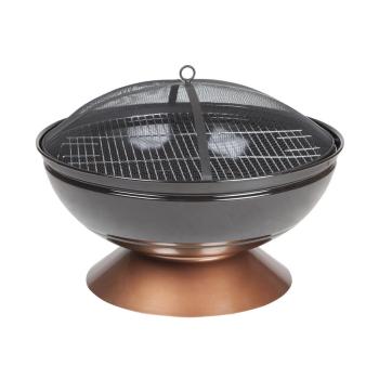 Fire Sense Degano 26 Inch Round Wood Burning Fire Pit with Spark Screen Copper350