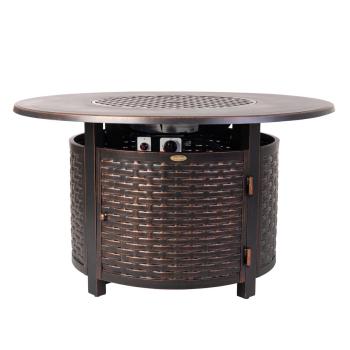 Fire Sense Florence 44 Inch 55 000 BTU Round Aluminum Propane Gas Fire Pit Table Antique Bronze Sutdio350