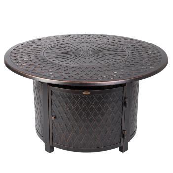 Fire Sense Verona 44 Inch 55 000 BTU Round Aluminum Propane Gas Fire Pit Table with Lid Antique Bronze Studio350